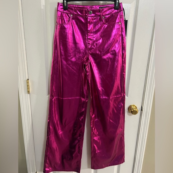 🔵 Metallic Faux Leather Wide Leg Pants BLANK NYC NWT sz 26 - Picture 8 of 14
